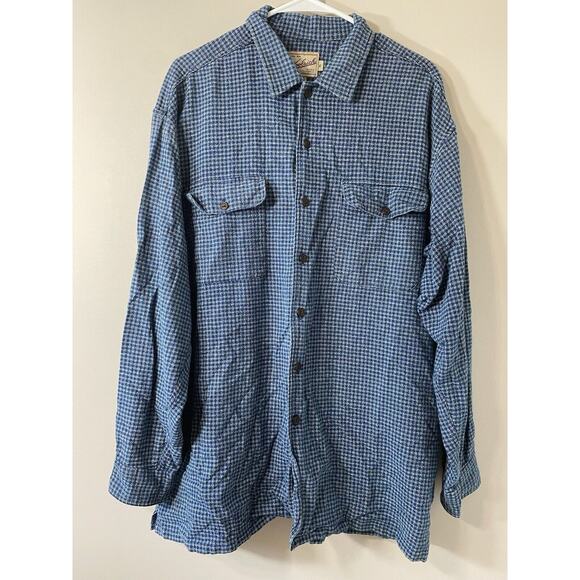 Woolrich Other - Woolrich Shirt Mens‎ XLARGE Blue Plaid Woven Cotton Long Sleeve Button Up Y2K
